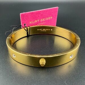 NWT Kurt Geiger London Gold-Tone Bangle Bracelet Crystal Gem Detail 7”